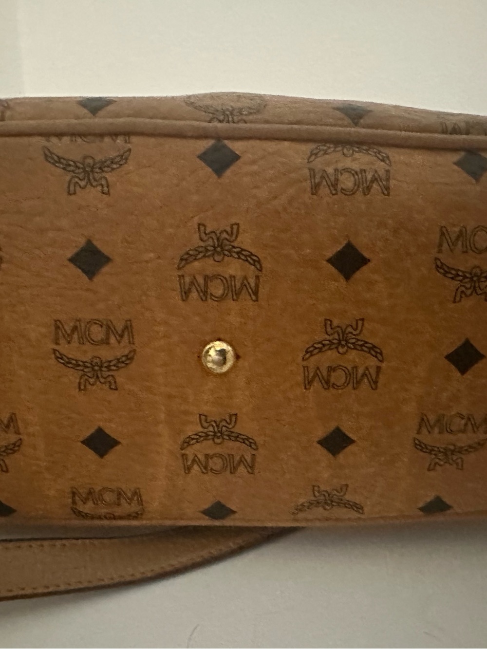 MCM Cognac Visetos Monogram Tote Bag Crossbody Shoulder - Picture 15 of 16